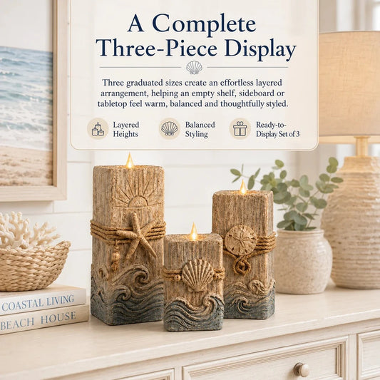 Coastal Wooden LED Candle Decor