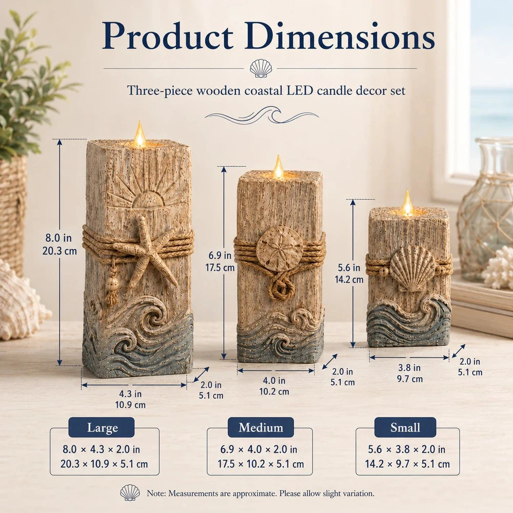 Coastal Wooden LED Candle Decor