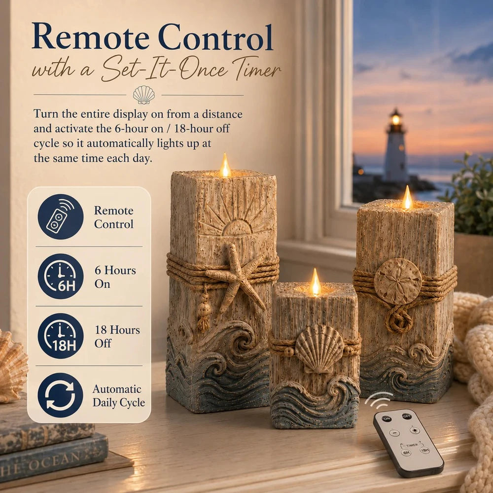 Coastal Wooden LED Candle Decor