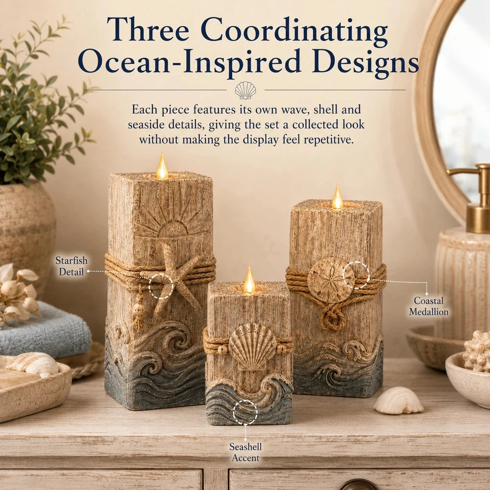 Coastal Wooden LED Candle Decor