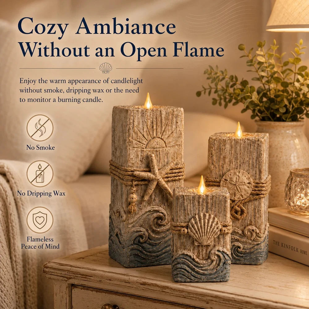 Coastal Wooden LED Candle Decor