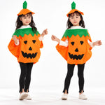 🎃 Pumpkin Pop-On Halloween Costume Set — Poncho &amp; Matching Hat | Kids &amp; Adults