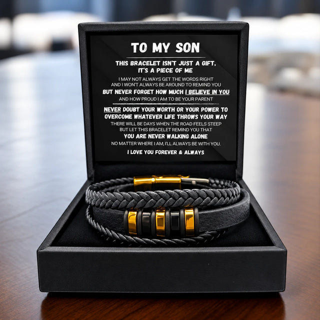 To My Son - Never Alone - Braided Bracelet Set