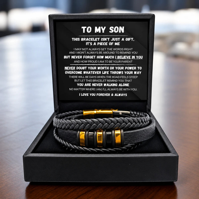 To My Son - Never Alone - Braided Bracelet Set
