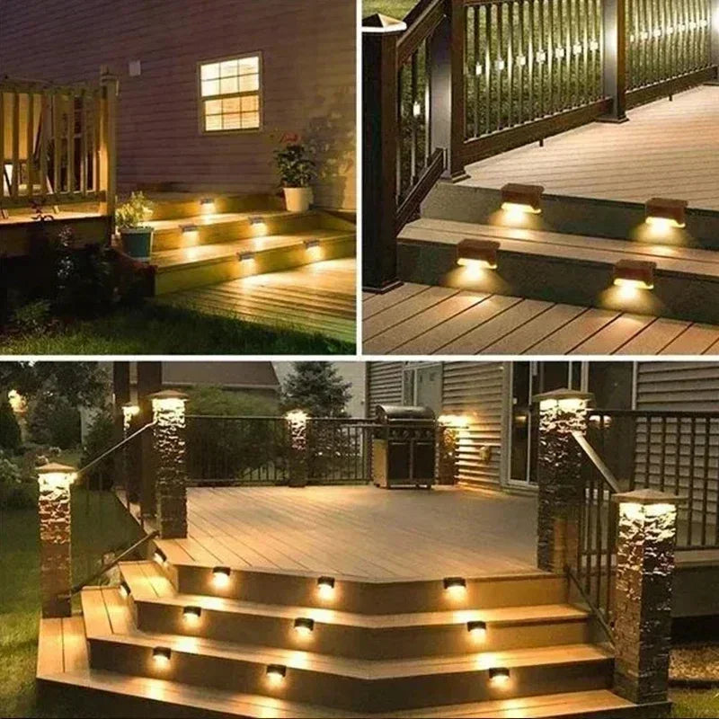 1~12PCS Solar Deck Light Outdoor IP65 Waterproof Solar Power Garden Lamps for Railing Stairs Step Fence Yard Patio Pathway